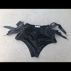 iHeartRaves black velvet lace up shorts